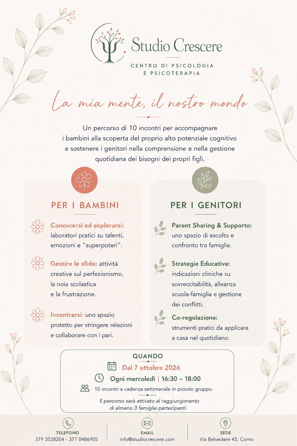 La mia mente, il nostro mondo: un percorso per bambini ad alto potenziale e i loro genitori